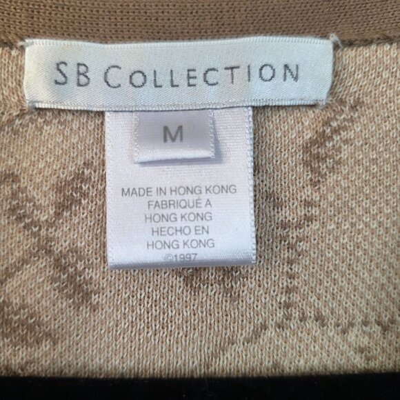 Susan Bristol Long Floral Knit Cardigan Medium Brown Beige Sweater Button Up - Picture 4 of 10